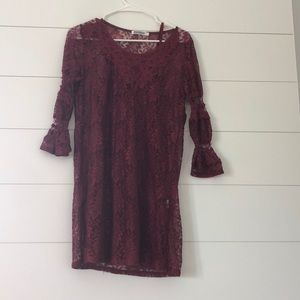 Maroon lace dress with slip